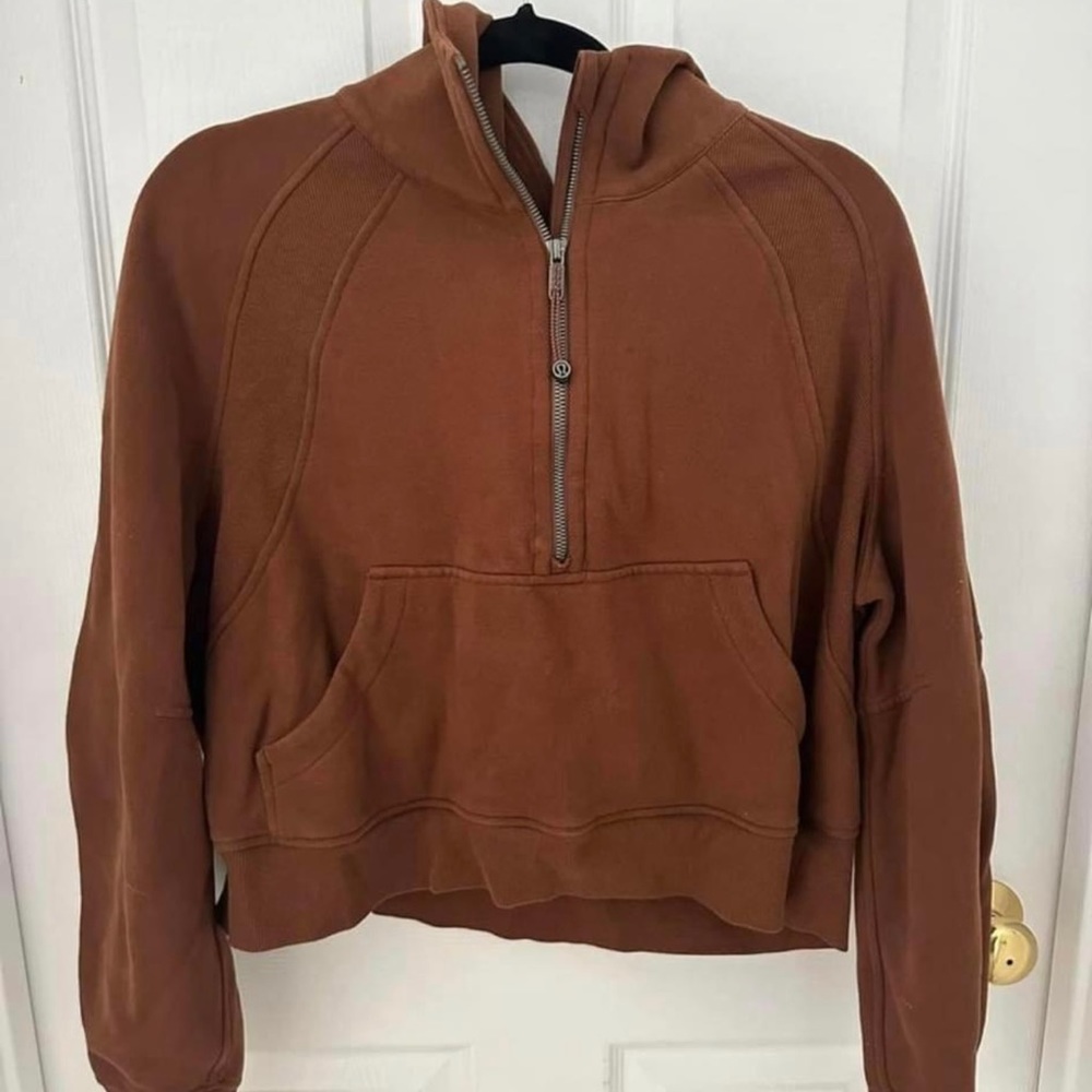 lululemon athletica Brown Half-Zip Hooded Sweatshirt